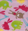 Kids Animal Fun Pink Double Brushed Fleece