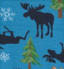 Outdoors Moose Lodge Blue Double Brushed Fleece